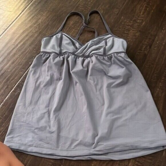 Lululemon Rehearsal Bra Tank Top Blurred Gray | Size 8 Strappy Cinch Hem - Picture 2 of 8